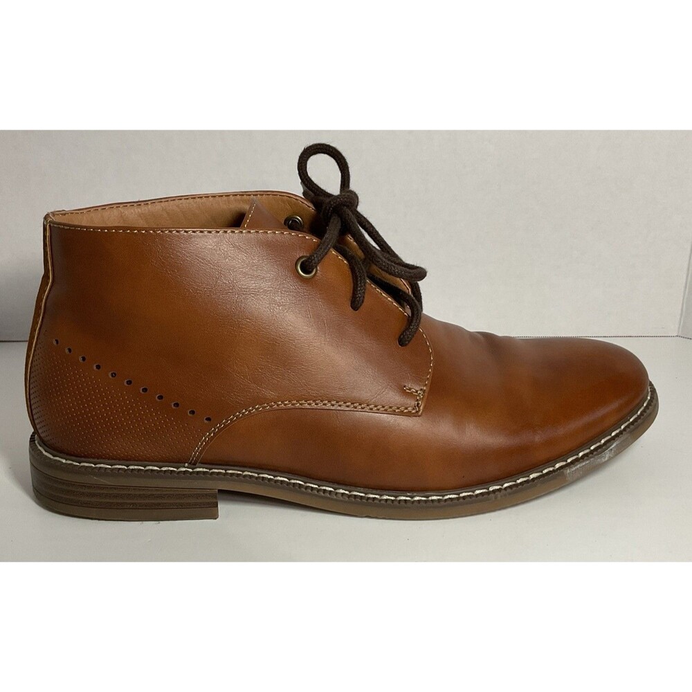 JF J.Ferrar Mens GilbertBlock Heel Chukka Boots Color Cognac Size 9.5